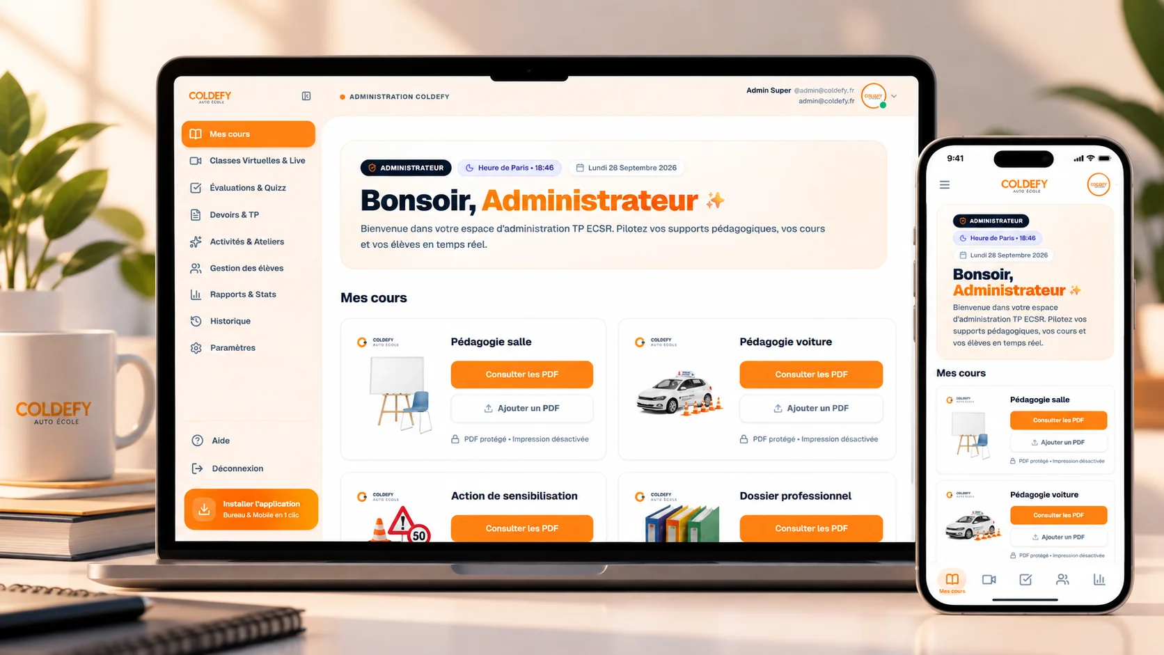Driving School Training & Learning Platform showcase interface